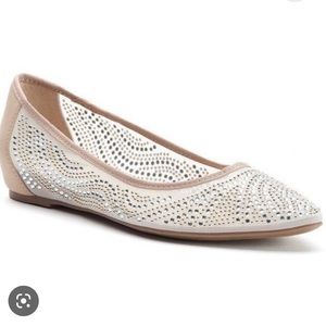Jennifer Lopez jeweled flats sheer 7 med.